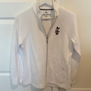 Tommy Bahama White Zip-Up Jacket with Embroidered Character